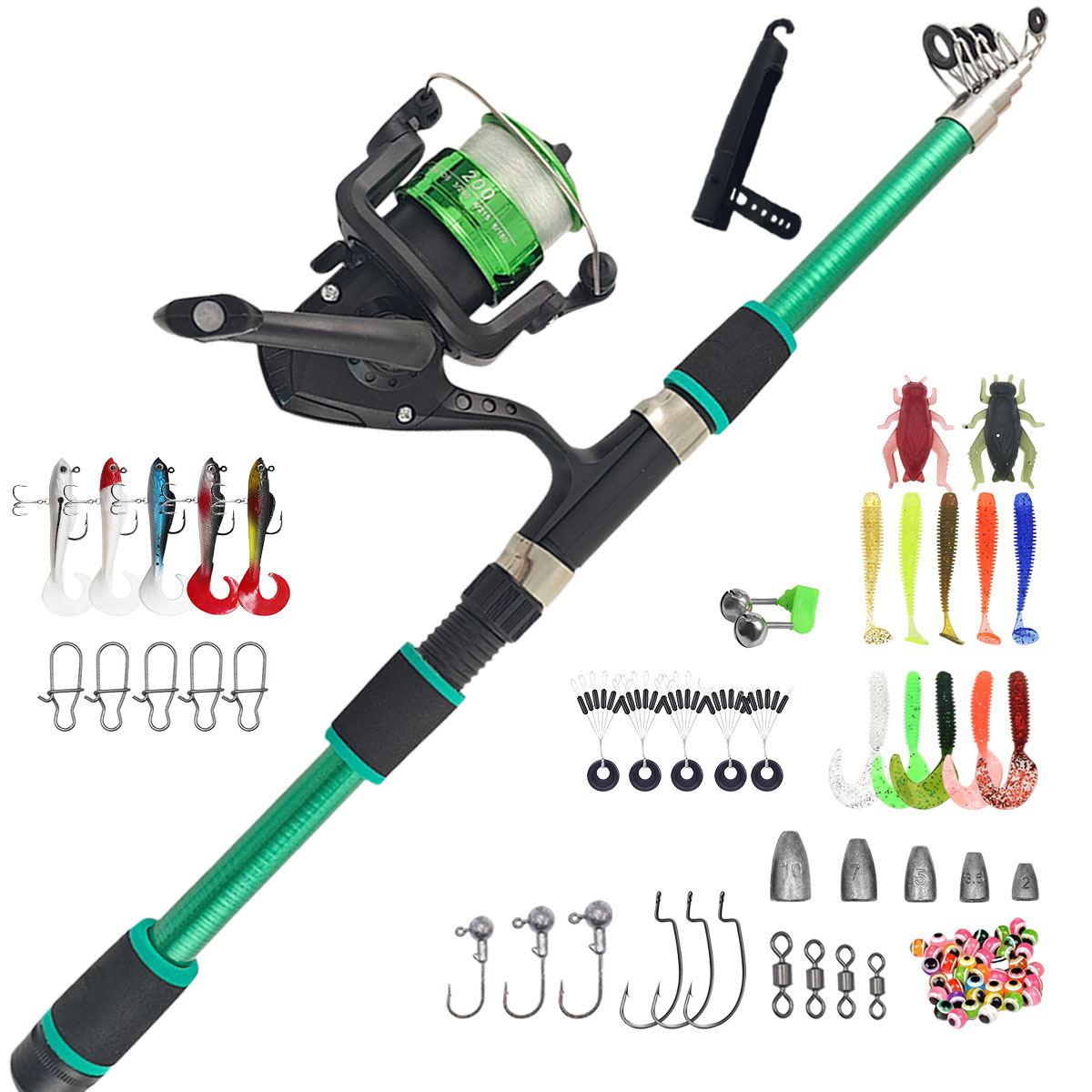 Portable Telescopic Fishing Ro - Spincast Reel のレビューと価格