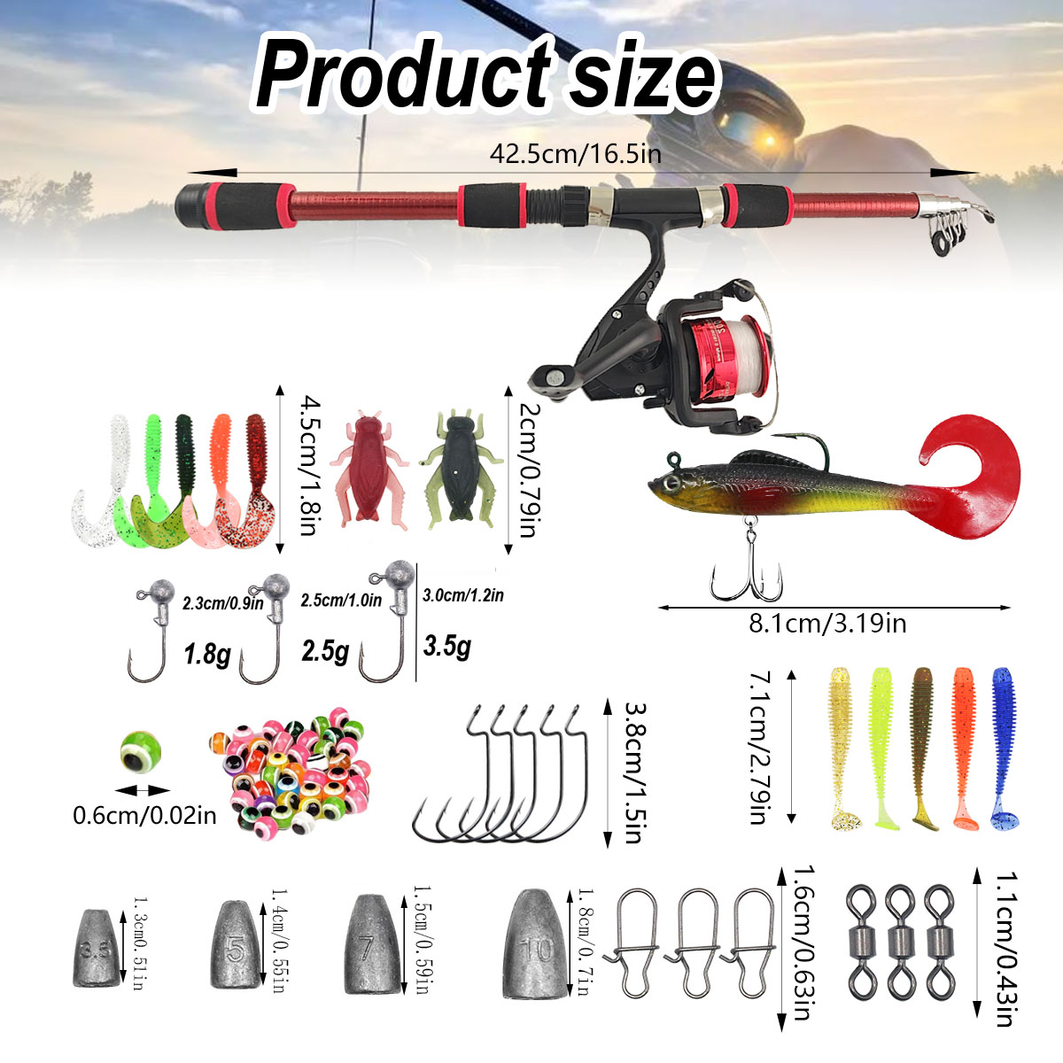 Portable Telescopic Fishing Ro - Spincast Reel のレビューと価格