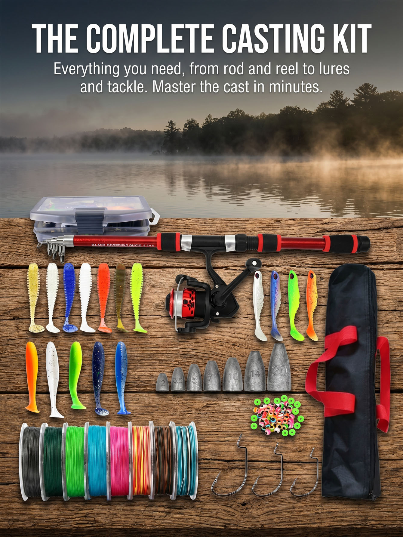 Fishing Rod Reel Combos Collap - Reel Bag のレビューと価格