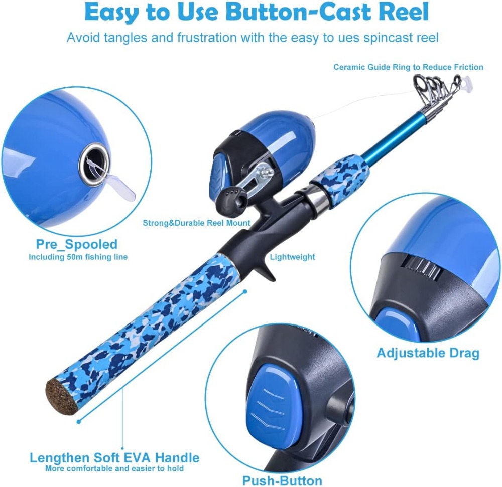 Kids Fishing Pole Set with Ful - Spincast Reel のレビューと価格